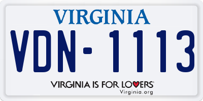VA license plate VDN1113