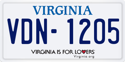 VA license plate VDN1205