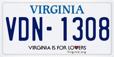 VA license plate VDN1308
