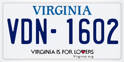 VA license plate VDN1602