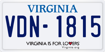 VA license plate VDN1815