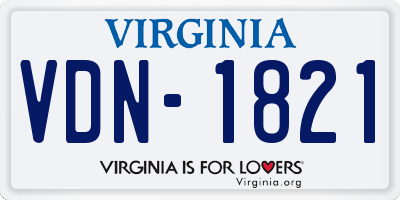 VA license plate VDN1821