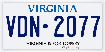 VA license plate VDN2077