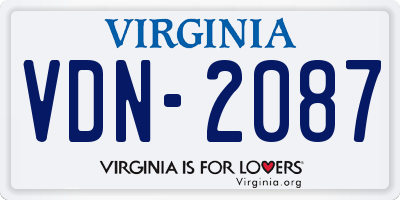 VA license plate VDN2087