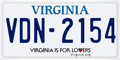 VA license plate VDN2154