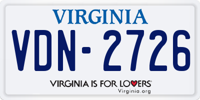 VA license plate VDN2726