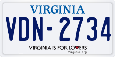 VA license plate VDN2734