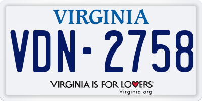 VA license plate VDN2758