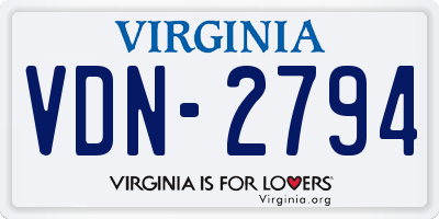 VA license plate VDN2794