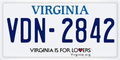 VA license plate VDN2842