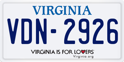 VA license plate VDN2926