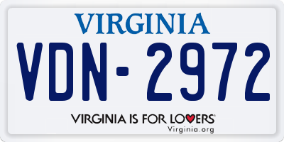 VA license plate VDN2972