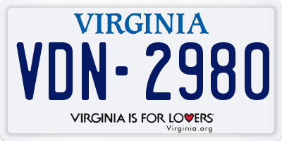 VA license plate VDN2980