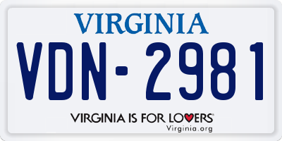 VA license plate VDN2981