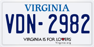 VA license plate VDN2982