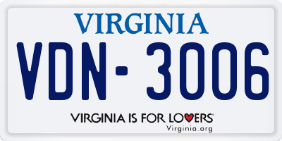 VA license plate VDN3006