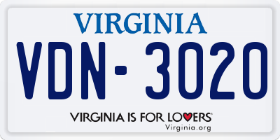 VA license plate VDN3020