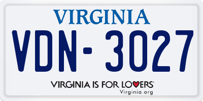 VA license plate VDN3027