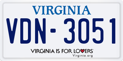VA license plate VDN3051