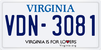VA license plate VDN3081