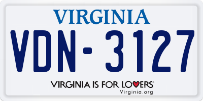 VA license plate VDN3127