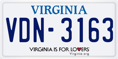 VA license plate VDN3163