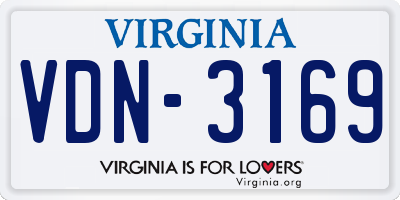 VA license plate VDN3169