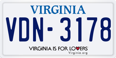 VA license plate VDN3178