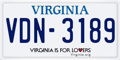 VA license plate VDN3189