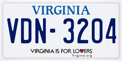 VA license plate VDN3204