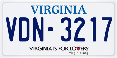 VA license plate VDN3217