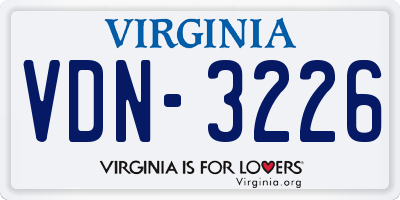 VA license plate VDN3226