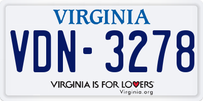 VA license plate VDN3278