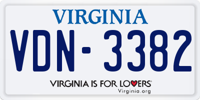 VA license plate VDN3382