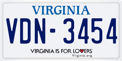 VA license plate VDN3454