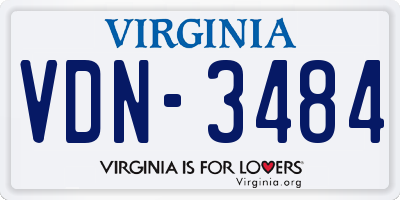 VA license plate VDN3484