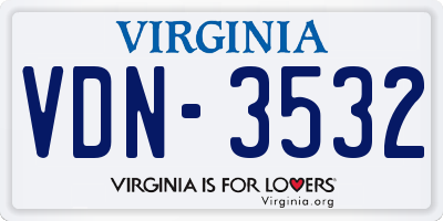 VA license plate VDN3532