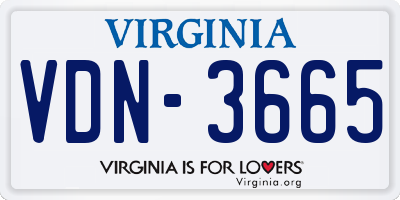 VA license plate VDN3665