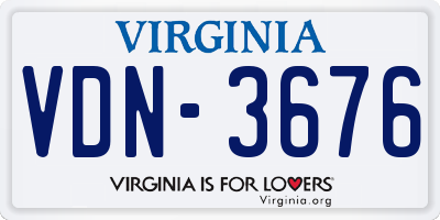 VA license plate VDN3676