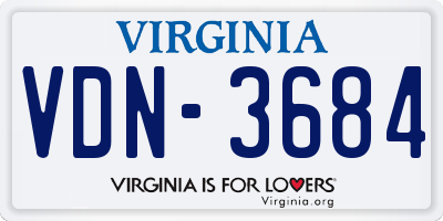 VA license plate VDN3684