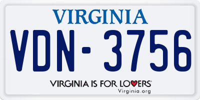 VA license plate VDN3756