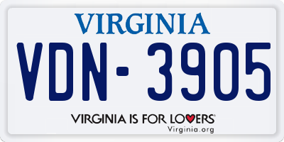 VA license plate VDN3905
