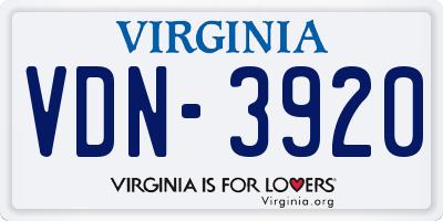 VA license plate VDN3920