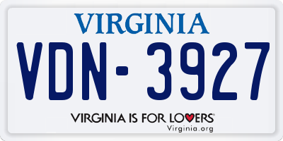 VA license plate VDN3927