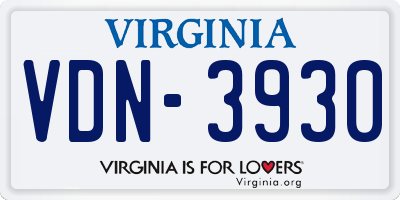 VA license plate VDN3930