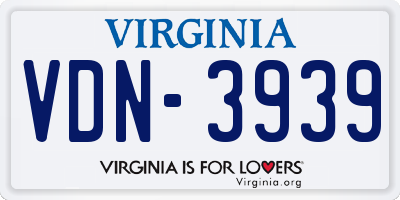 VA license plate VDN3939