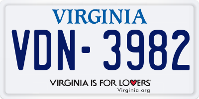 VA license plate VDN3982