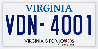 VA license plate VDN4001