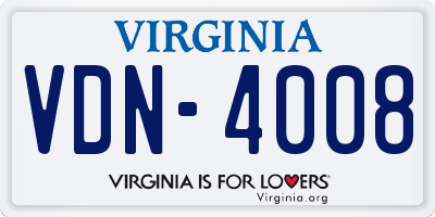 VA license plate VDN4008
