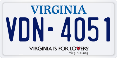VA license plate VDN4051
